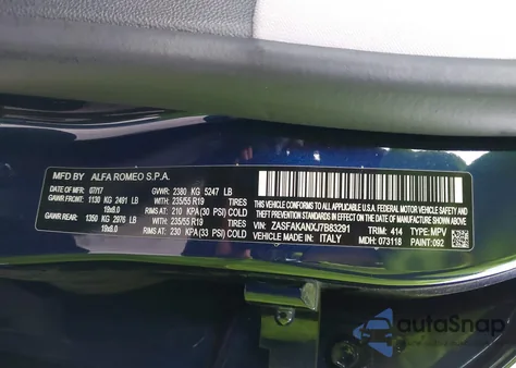 2018 Alfa Romeo Stelvio Awd from USA, damaged, VIN ZASFAKANXJ7B83291